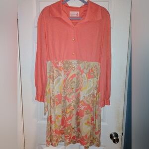 Floral Coral and Beige Dress